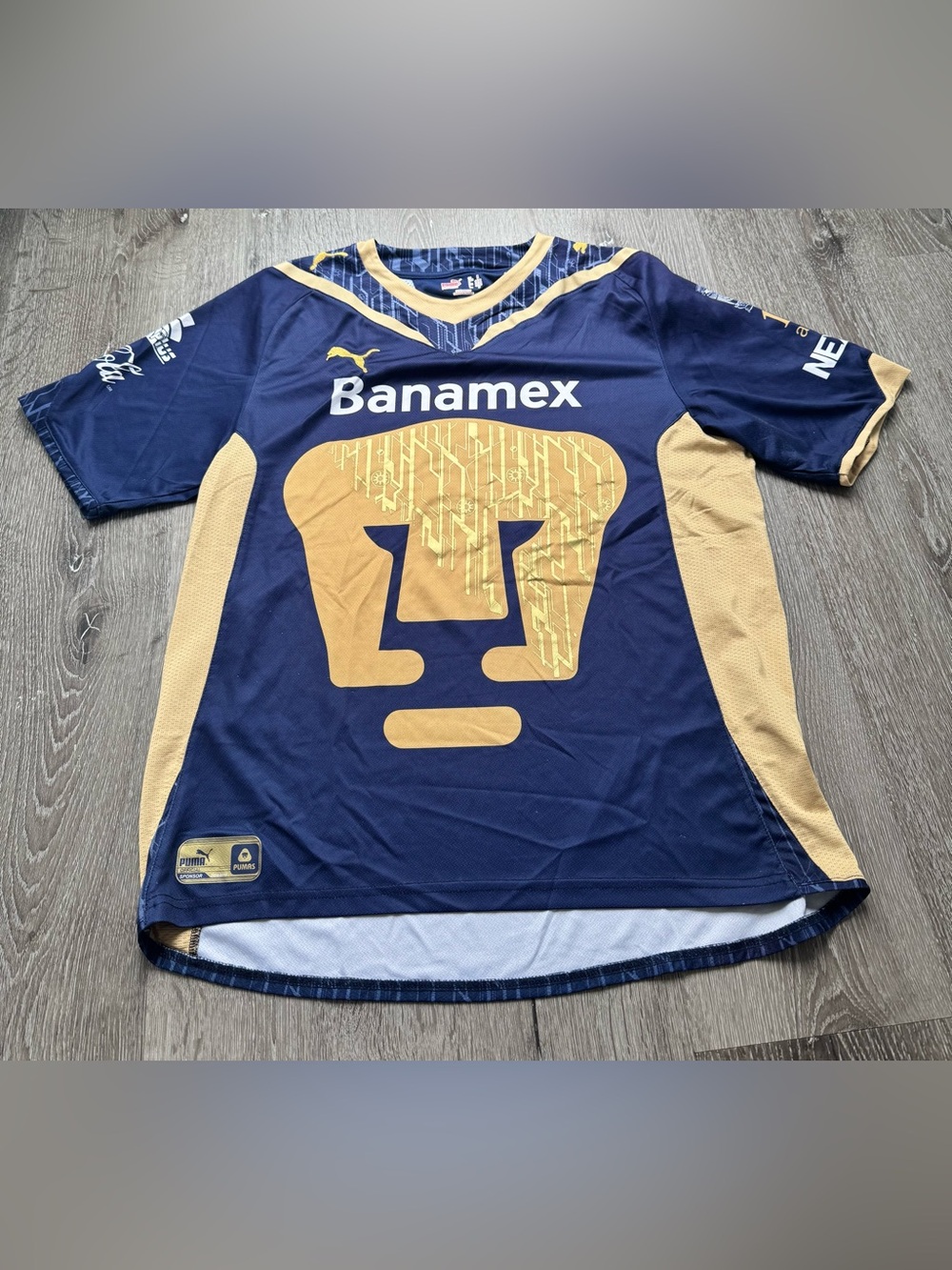 Puma Pumas UNAM Banamex 2009-2010 Soccer Jersey Blue Gold Mexico Liga MX Size M